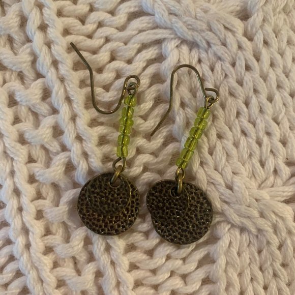 2 Pairs of Silver/Gold Earrings with Green Accents - Picture 2 of 3